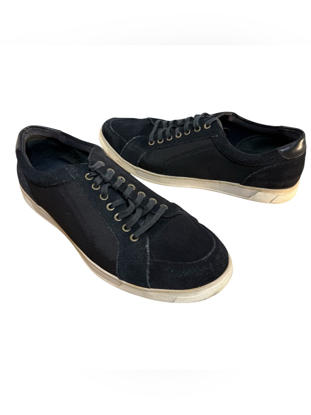 Cole Haan Men 12M Black Suede Canvas Low Top Lace Up Sneakers C20963